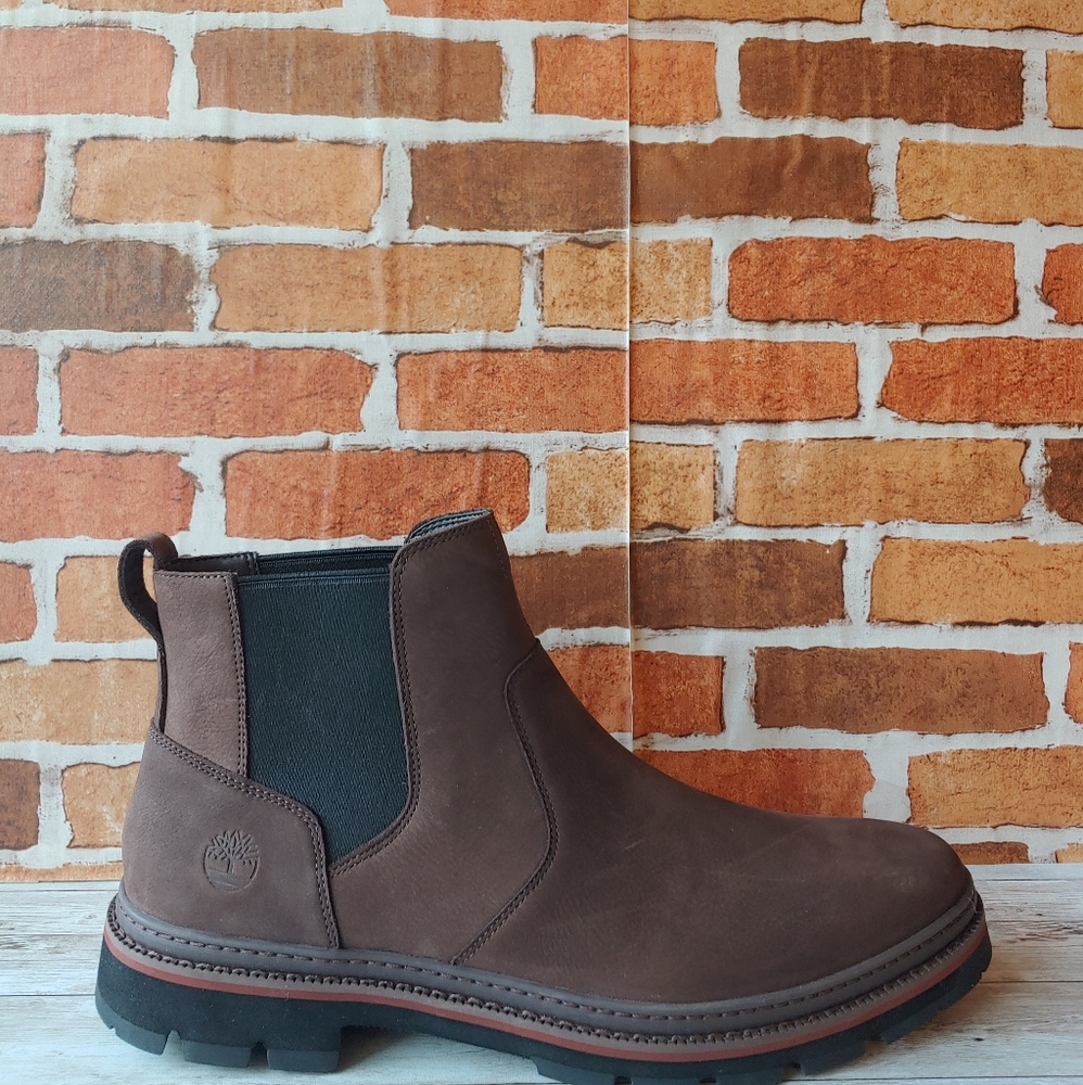 TIMBERLAND MEN'S PORT UNION CHELSEA DK BROWN NUBUC